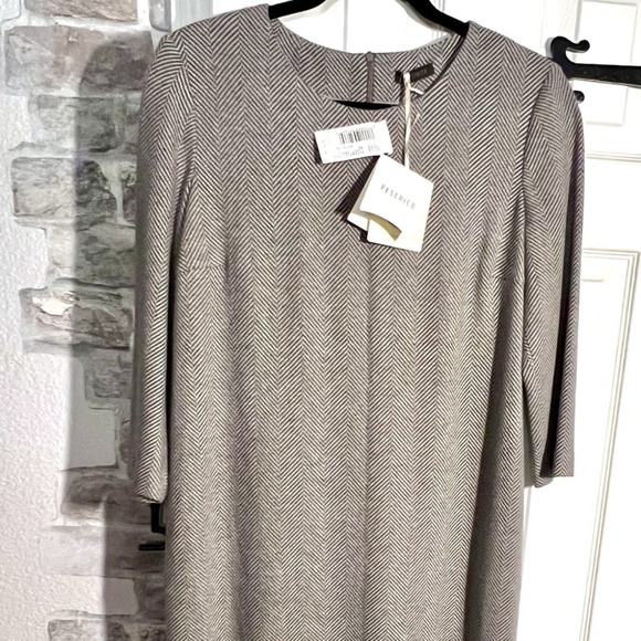 PESERICO Dress Made In Italy Size EU 46/US 10-12 New With Tags Long Sleeve Beige - Picture 1 of 8